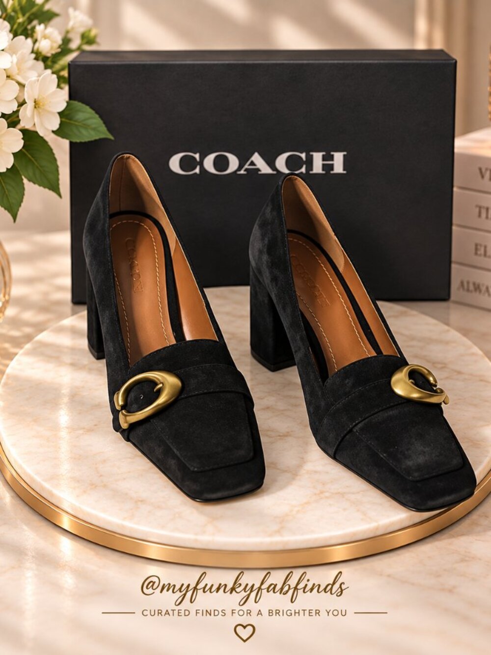 Coach Jade Pump in Black Suede Size 8
